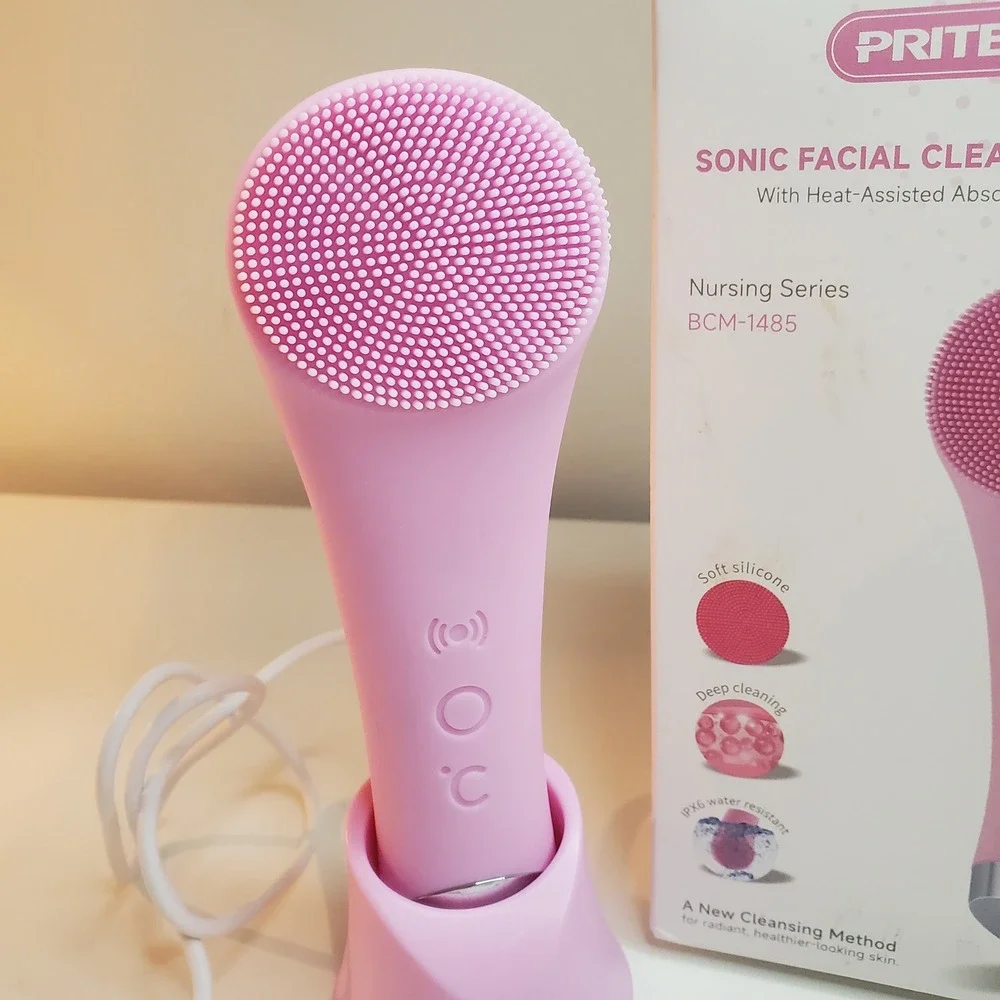 Pritech Sonic Facial Cleansing Brush Heat-Assisted Pink BCM-1485 NWT